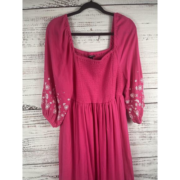 Torrid Dress Women's Large Mini Crinkle Gauze Blouson Sleeve Floral Boho New - Picture 2 of 10